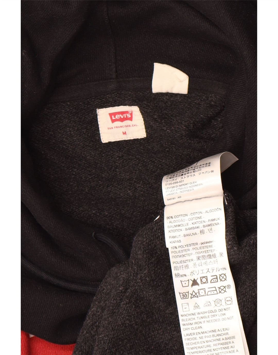 LEVI'S Mens Graphic Hoodie Jumper Medium Black Cotton