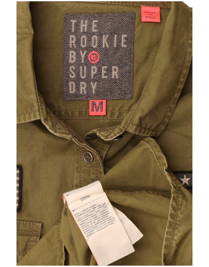 Superdry Womens Graphic Shirt UK 14 Medium Khaki Cotton