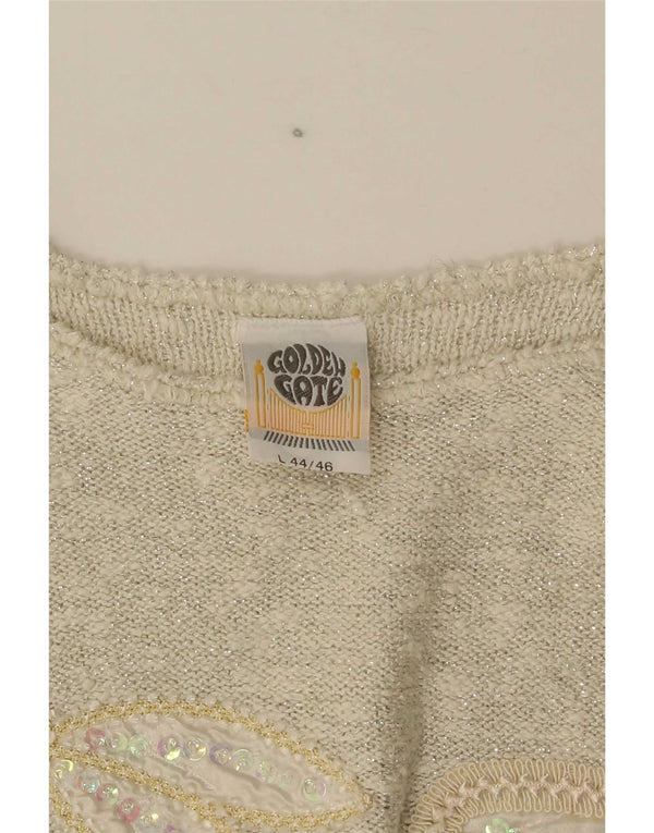 Golden Gate Womens Crew Neck Jumper Sweater IT 44/46 Large Beige Flecked