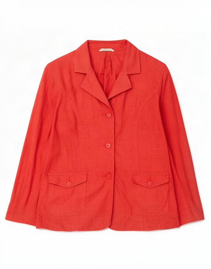 Marks & Spencer Womens 3 Button Blazer Jacket UK 16 Large Red Linen