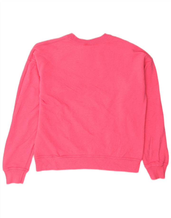 Champion Womens Graphic Oversized Sweatshirt Jumper UK 10 Small Pink Cotton