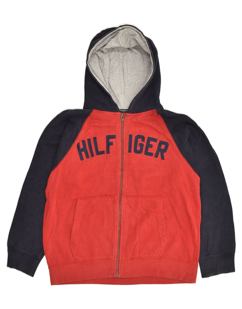 TOMMY HILFIGER Boys Graphic Zip Hoodie Sweater 13-14 Years Small Red | Vintage Tommy Hilfiger | Thrift | Second-Hand Tommy Hilfiger | Used Clothing | Messina Hembry 