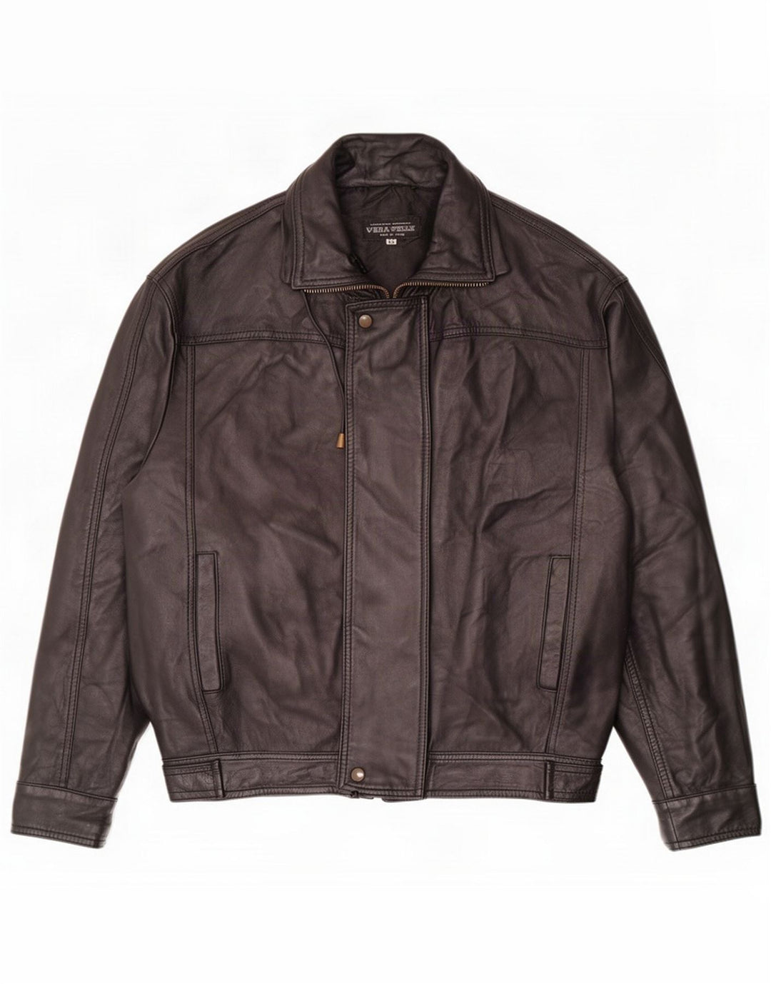 Vintage Mens Leather Jacket IT 48 Medium Black