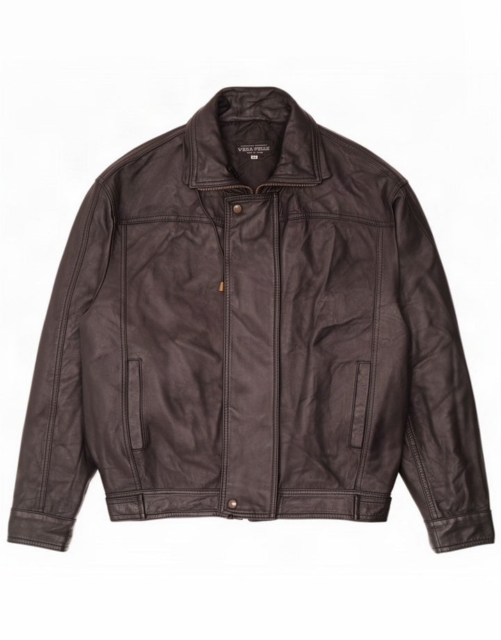 Vintage Mens Leather Jacket IT 48 Medium Black