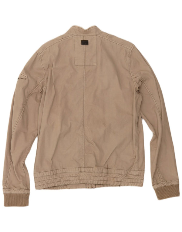 G-Star Mens Bomber Jacket UK 40 Large Beige Cotton