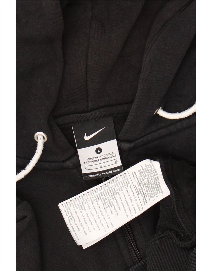 NIKE Mens Zip Hoodie Sweater Large Black Cotton