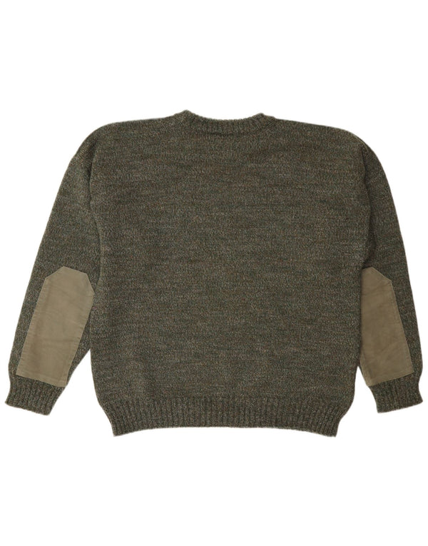 Guernsey Woollens Mens Crew Neck Jumper Sweater Large Green Flecked
