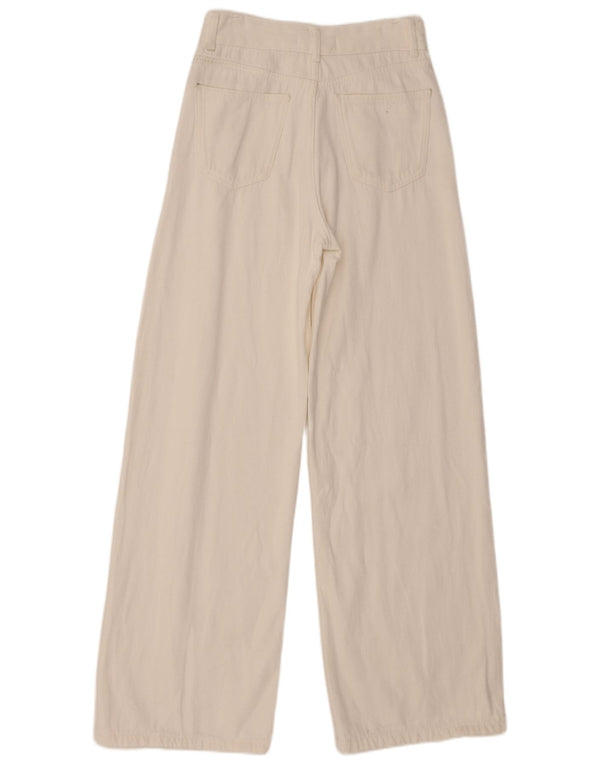 Zara Womens High Waist Wide Leg Jeans EU 36 XS W26 L31 White Cotton