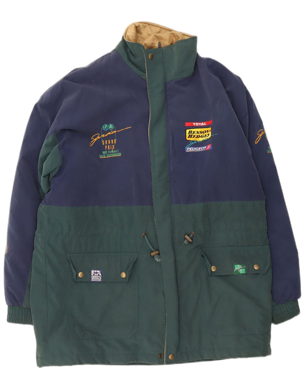 Vintage Mens Graphic Windbreaker Coat UK 40 Large Navy Blue Colourblock