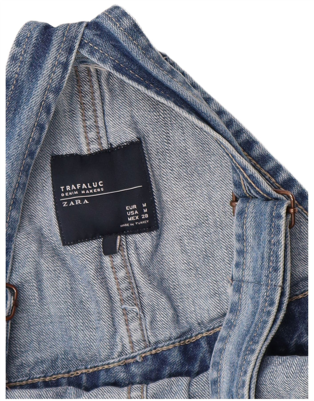 Zara Womens Trafaluc Distressed Dungarees Slim Jeans Medium W32 L27 Blue