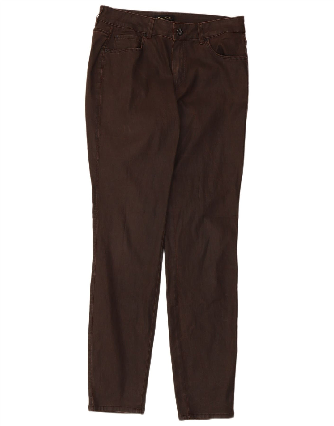 Massimo Dutti Womens Waxed Slim Casual Trousers W30 L30 Brown