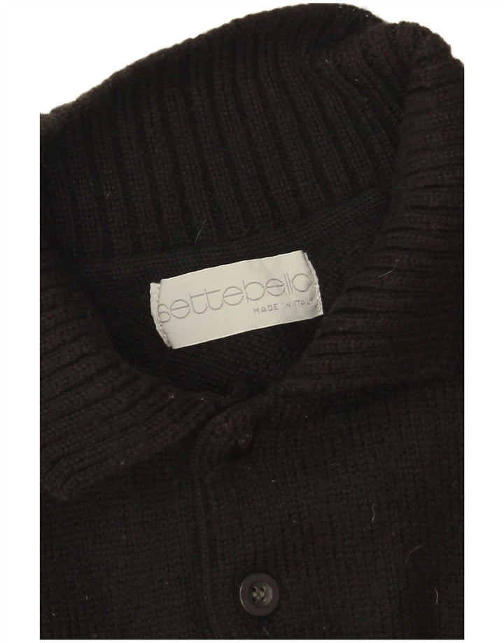 Settebello Mens Polo Neck Jumper Sweater Large Black Wool