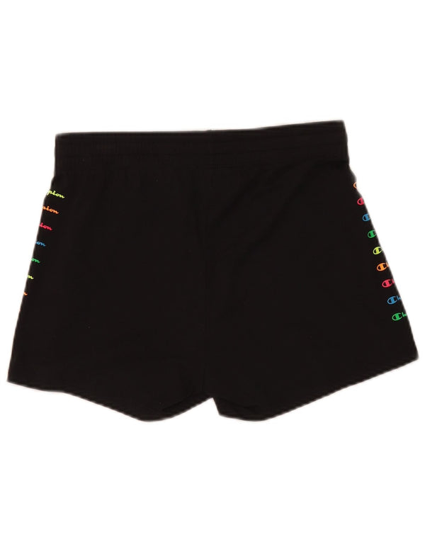 Champion Womens Graphic Sport Shorts UK 12 Medium Black