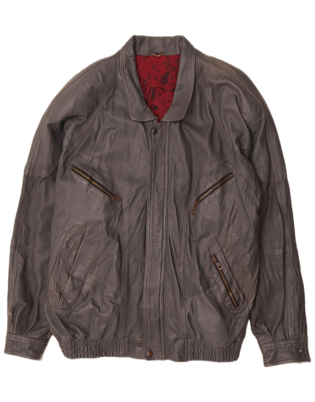Vintage Mens Leather Jacket IT 60 4XL Grey