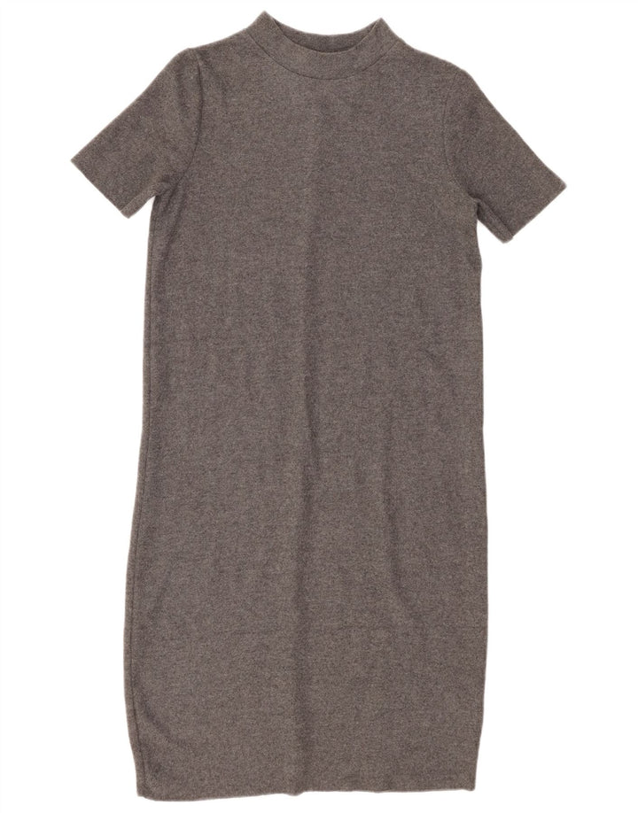 Zara Womens Short Sleeves Jumper Dress UK 10 Small Grey Polyester