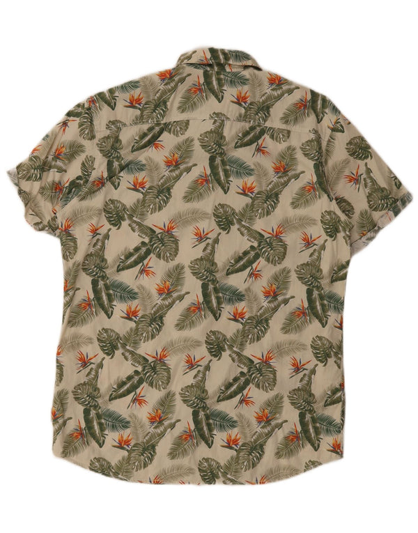Jack & Jones Mens Short Sleeve Shirt Medium Green Floral Hawaiian