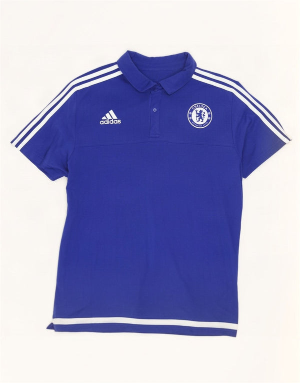 Adidas Mens Chelsea FC Polo Shirt XL Blue Colourblock Cotton