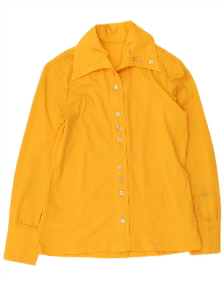 Vintage Womens Shirt UK 12 Medium Yellow