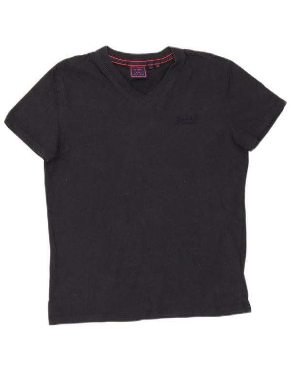 Superdry Womens T-Shirt Top UK 16 Large Navy Blue Cotton