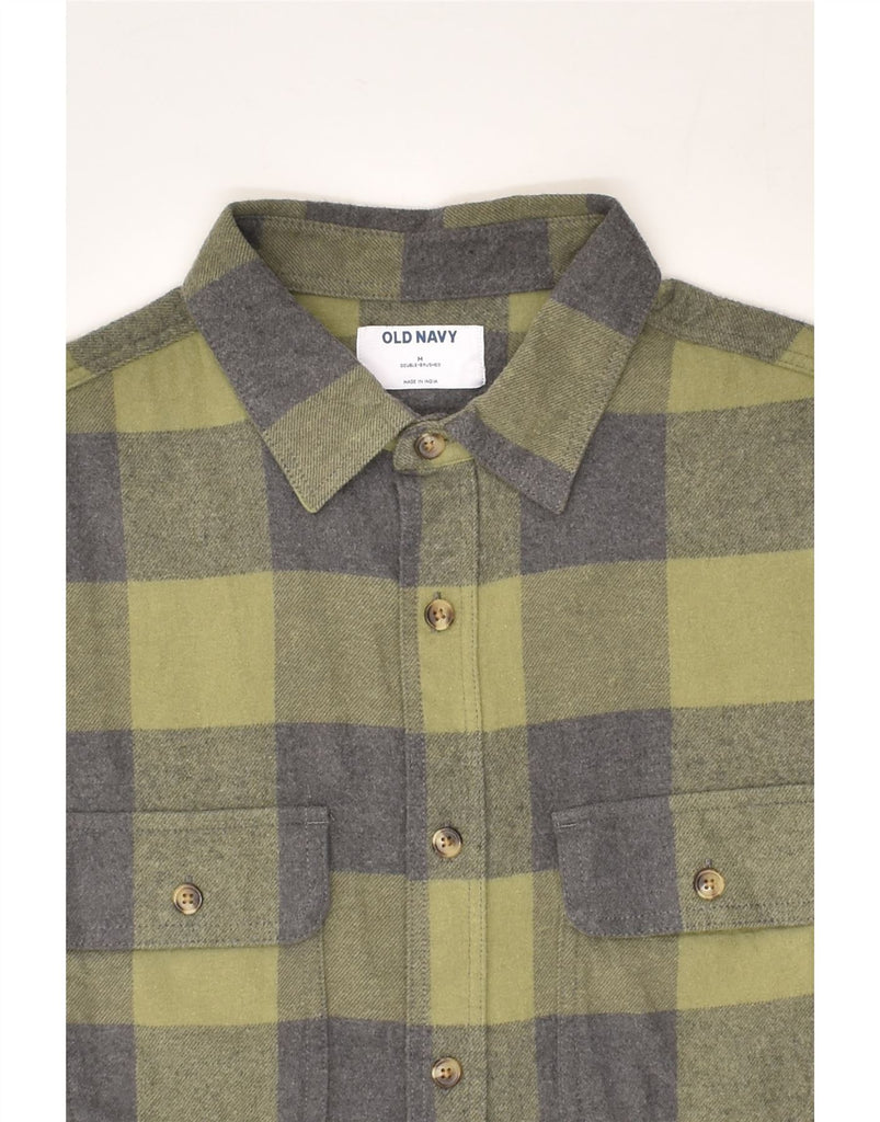 OLD NAVY Mens Flannel Shirt Medium Khaki Check Cotton | Vintage Old Navy | Thrift | Second-Hand Old Navy | Used Clothing | Messina Hembry 