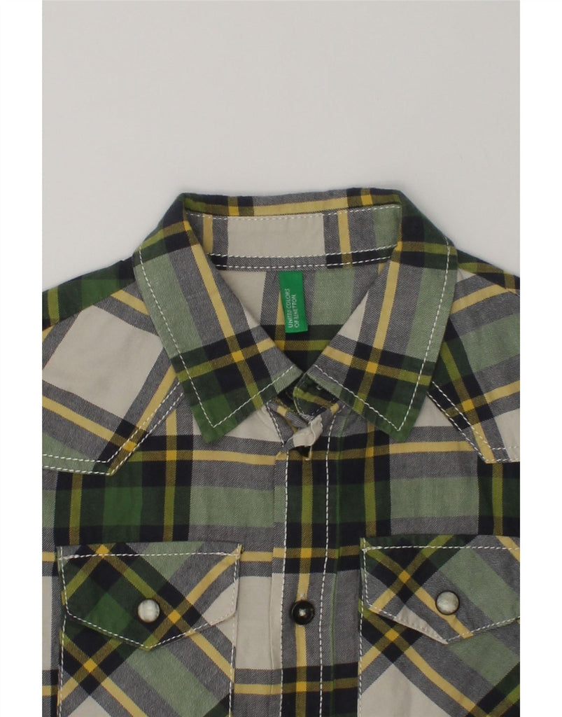 BENETTON Boys Shirt 6-7 Years Green Check | Vintage Benetton | Thrift | Second-Hand Benetton | Used Clothing | Messina Hembry 