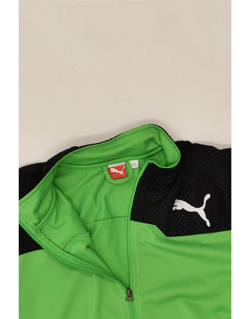 PUMA Boys Tracksuit Top Jacket 13-14 Years XL Green Colourblock Polyester | Vintage Puma | Thrift | Second-Hand Puma | Used Clothing | Messina Hembry 