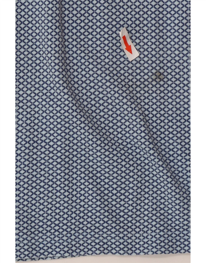 Calvin Klein Mens Classic Fit Polo Shirt Large Blue Geometric Cotton