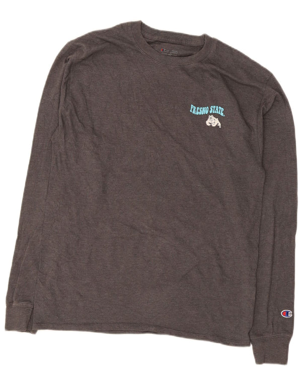 Champion Mens Fresno State Bulldogs Graphic Top Long Sleeve Medium Grey