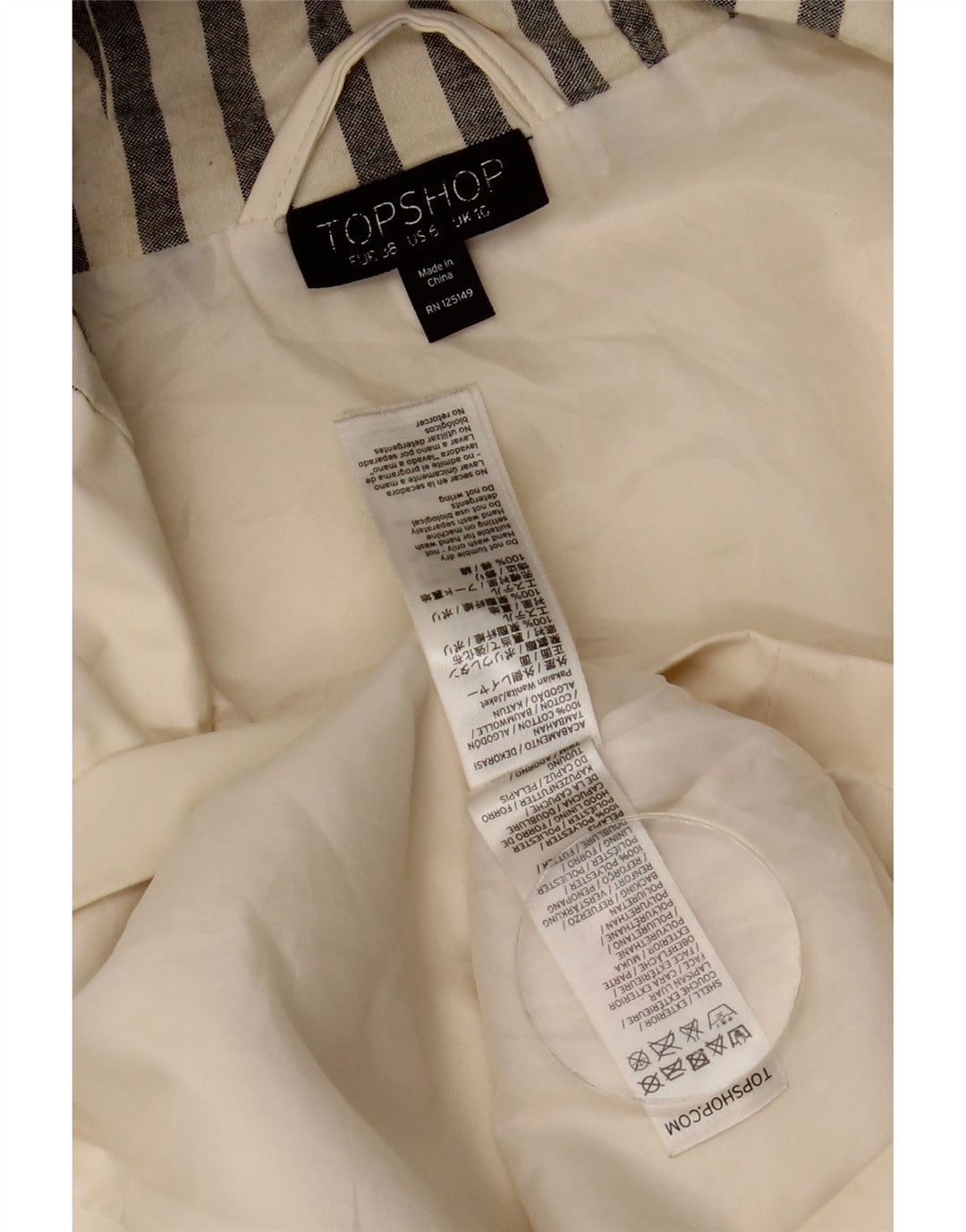 Topshop Womens Oversized Hooded Rain Jacket UK 10 Small Off White