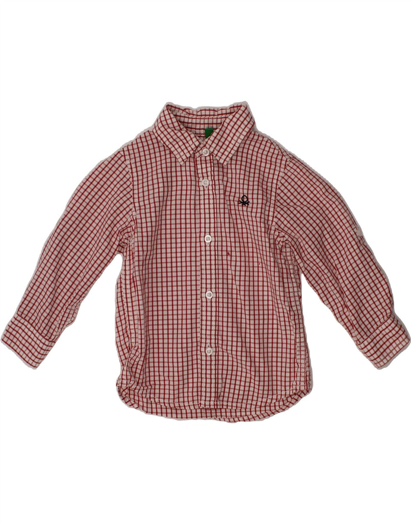 BENETTON Baby Boys Shirt 9-12 Months Red Check Cotton Vintage Benetton and Second-Hand Benetton from Messina Hembry 