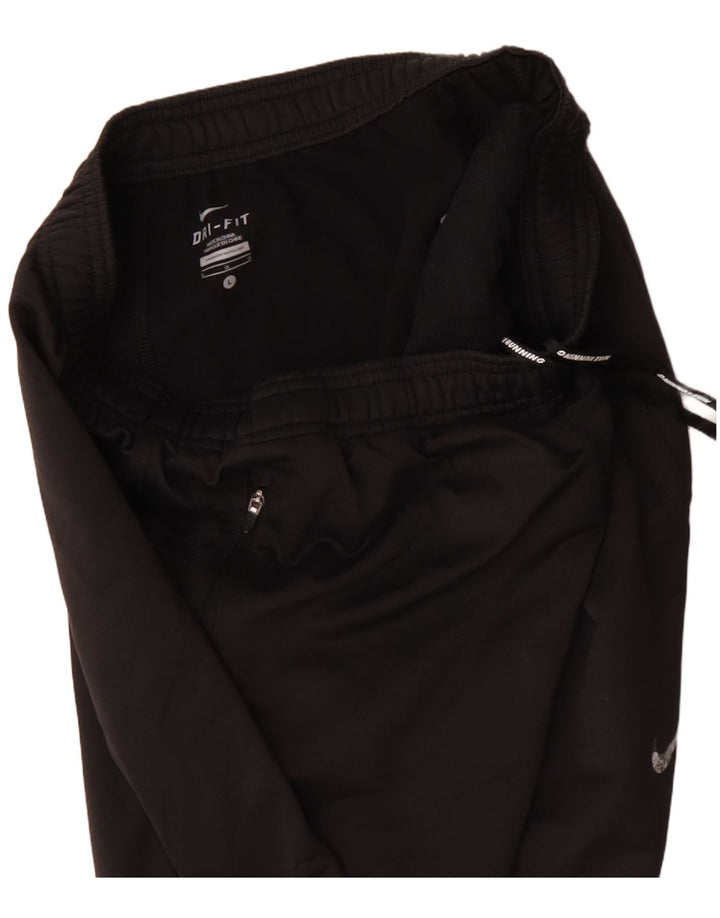 NIKE Womens Dri Fit Tracksuit Trousers UK 14 Large  Black Polyester