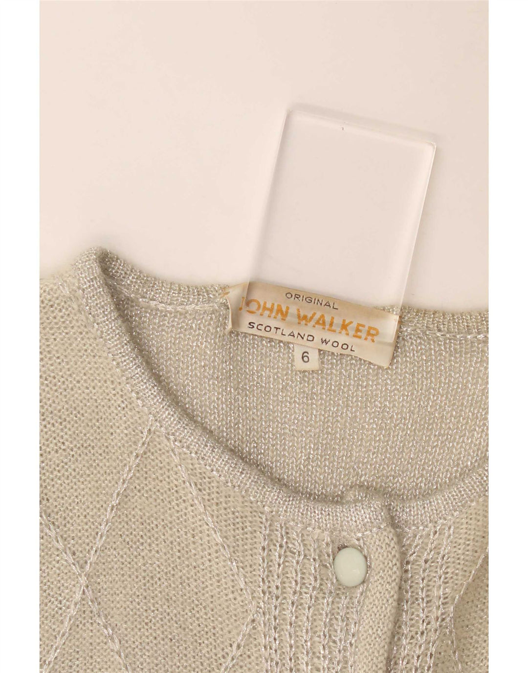 John Walker Womens Cardigan Sweater UK 18 XL Grey Argyle/Diamond Wool