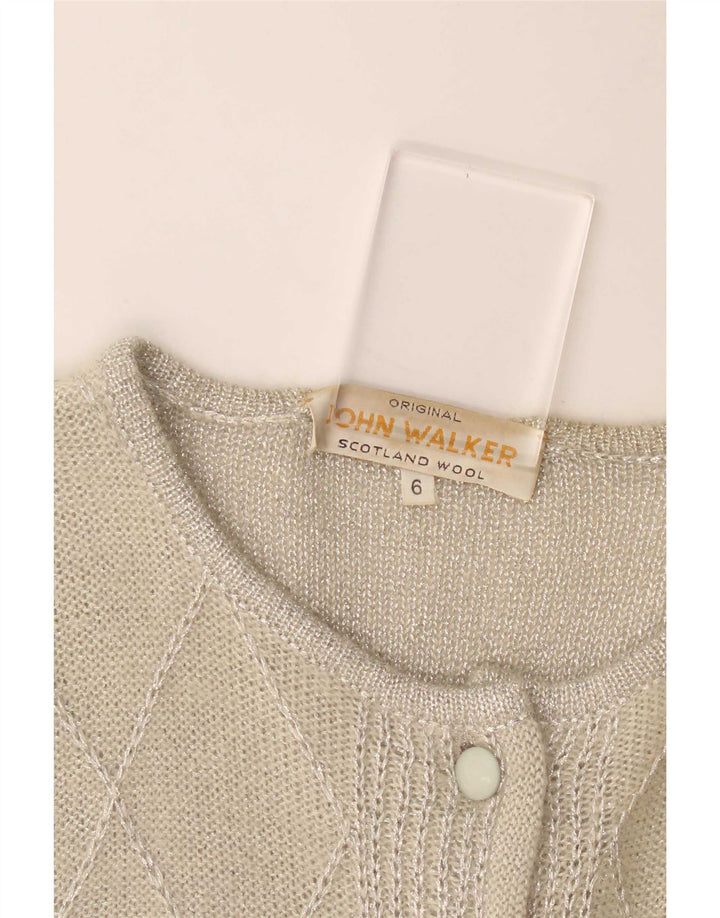 John Walker Womens Cardigan Sweater UK 18 XL Grey Argyle/Diamond Wool