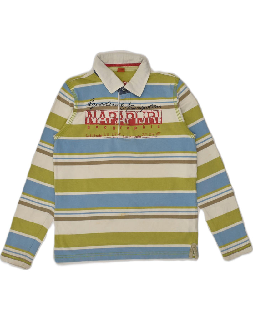 NAPAPIJRI Boys Graphic Long Sleeve Polo Shirt 10-11 Years Multicoloured | Vintage Napapijri | Thrift | Second-Hand Napapijri | Used Clothing | Messina Hembry 