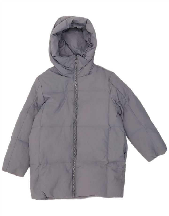 Zara Girls Hooded Padded Jacket 11-12 Years Blue Polyamide