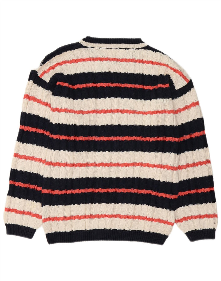 Vintage Mens Boat Neck Jumper Sweater Medium Multicoloured Striped