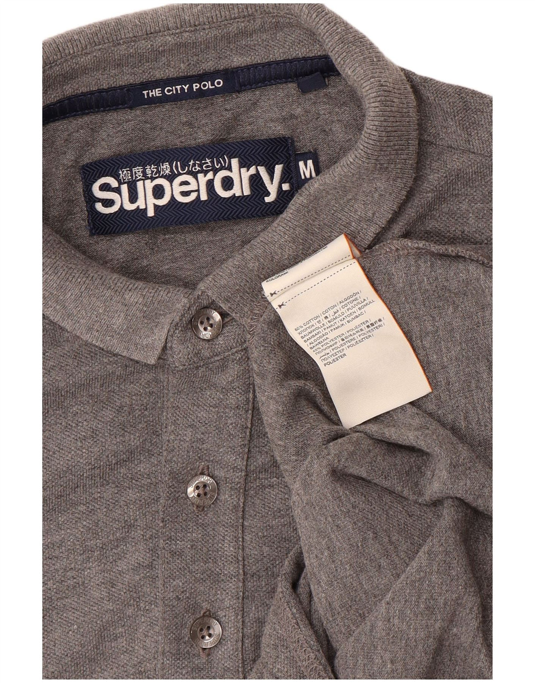 Superdry Mens Polo Shirt Medium Grey Cotton