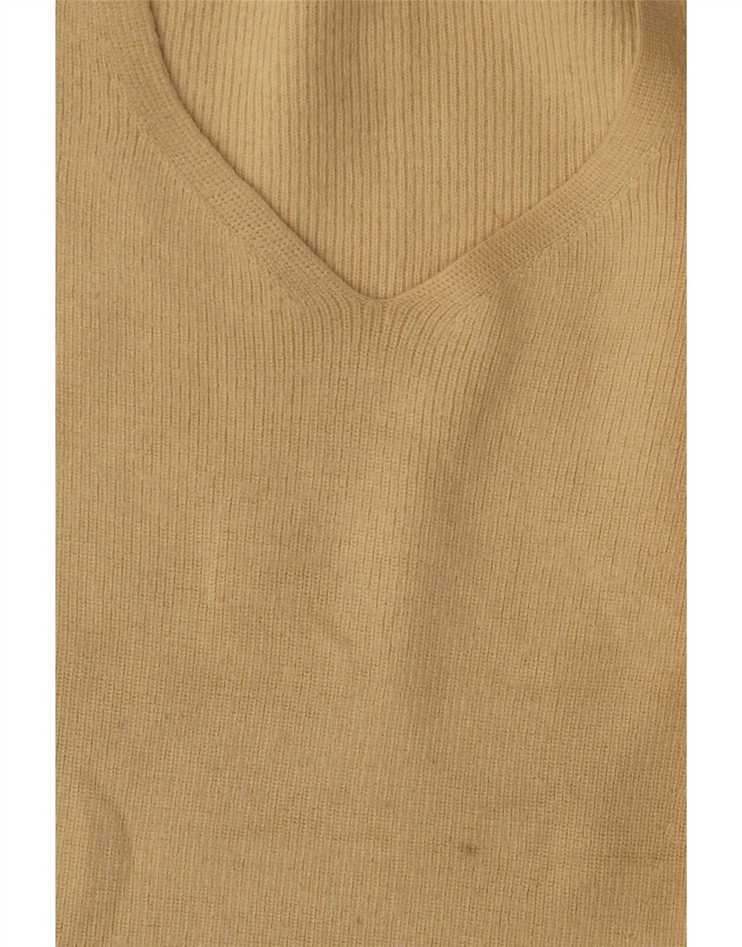Zara Womens V-Neck Jumper Sweater UK 16 Large Beige Wool