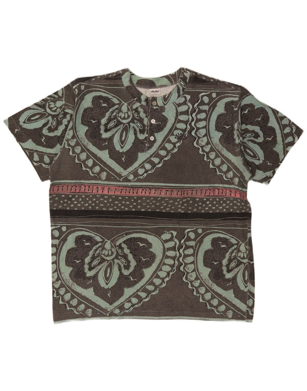 Ellesse Mens Graphic T-Shirt Top Large Grey Floral Cotton