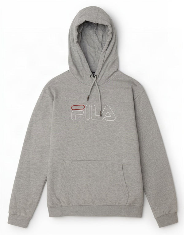 Fila Mens Graphic Hoodie Jumper Medium Grey Flecked Cotton