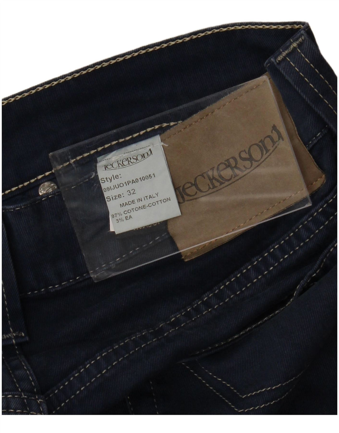 JECKERSON Mens Slim Casual Trousers W32 L26 Navy Blue Cotton
