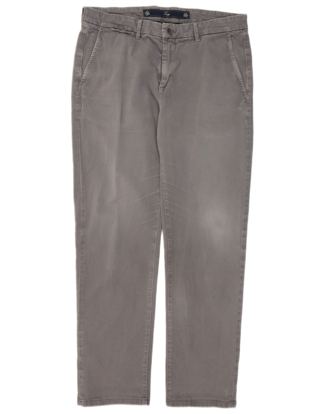 Fay Mens Straight Chino Trousers W36 L31 Grey Cotton