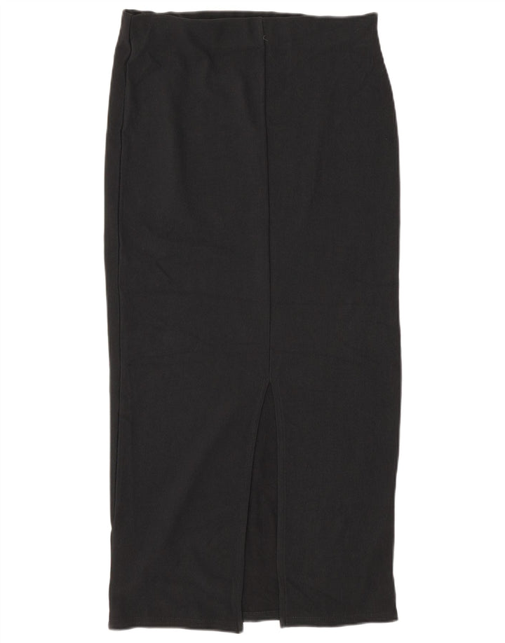 Zara Womens High Waist Midi Skirt Large W30  Black Polyester