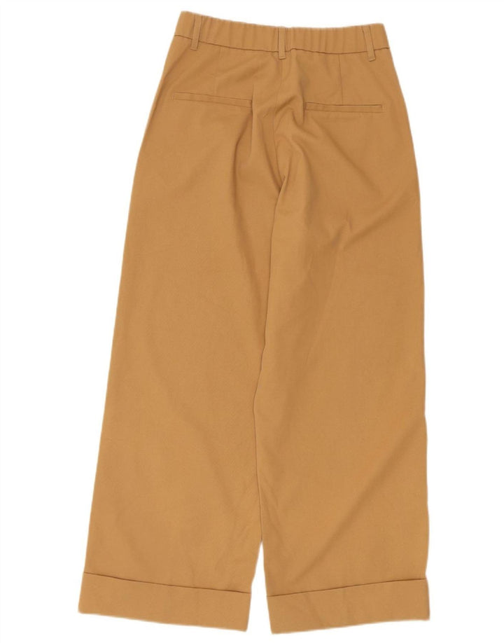 Zara Womens Wide Leg Chino Trousers Small W26 L26 Beige Polyester