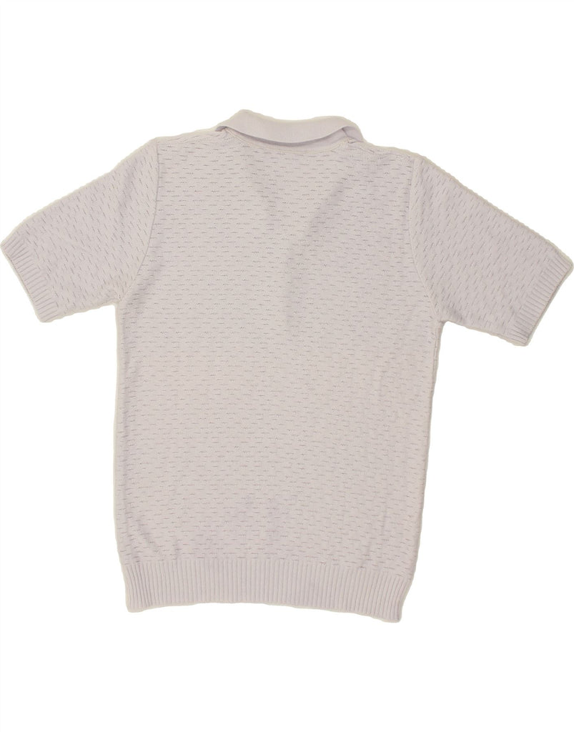 VINTAGE Womens Short Sleeve Polo Neck Jumper Sweater UK 14 Medium Grey | Vintage Vintage | Thrift | Second-Hand Vintage | Used Clothing | Messina Hembry 