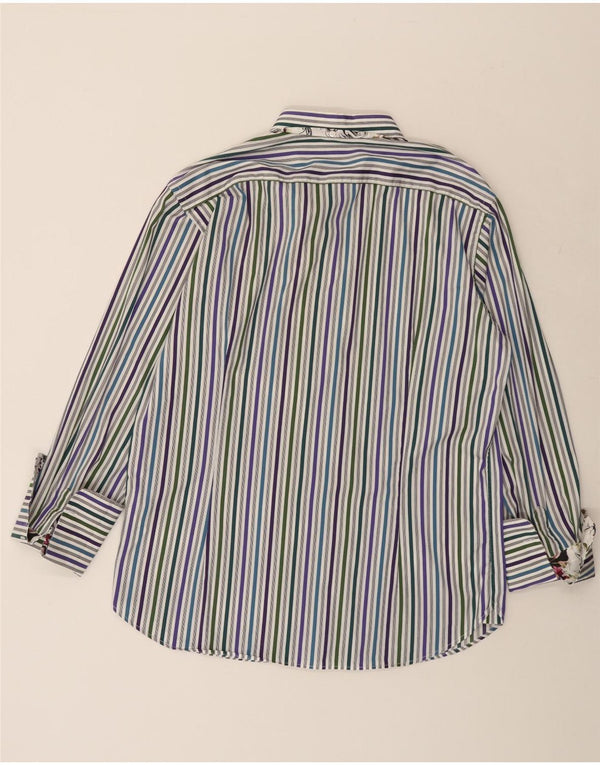 TED BAKER Mens Formal Shirt Size 5 Large Blue Pinstripe Cotton