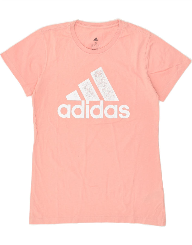 ADIDAS Womens Graphic T-Shirt Top UK 8/10 Small Pink Cotton Vintage Adidas and Second-Hand Adidas from Messina Hembry 