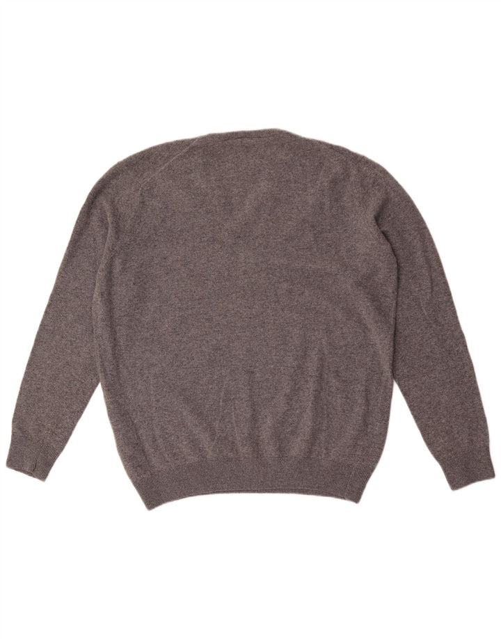 Lacoste Mens V-Neck Jumper Sweater Size 6 XL Grey Flecked Wool