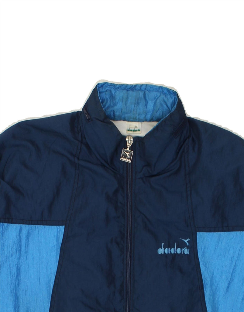 DIADORA Womens Hooded Tracksuit Top Jacket IT 50 Medium Navy Blue Vintage Diadora and Second-Hand Diadora from Messina Hembry 