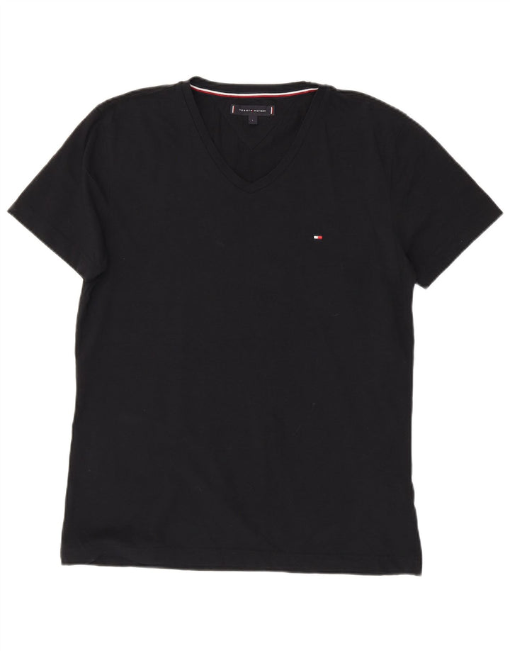 Tommy Hilfiger Mens T-Shirt Top Large Black Cotton